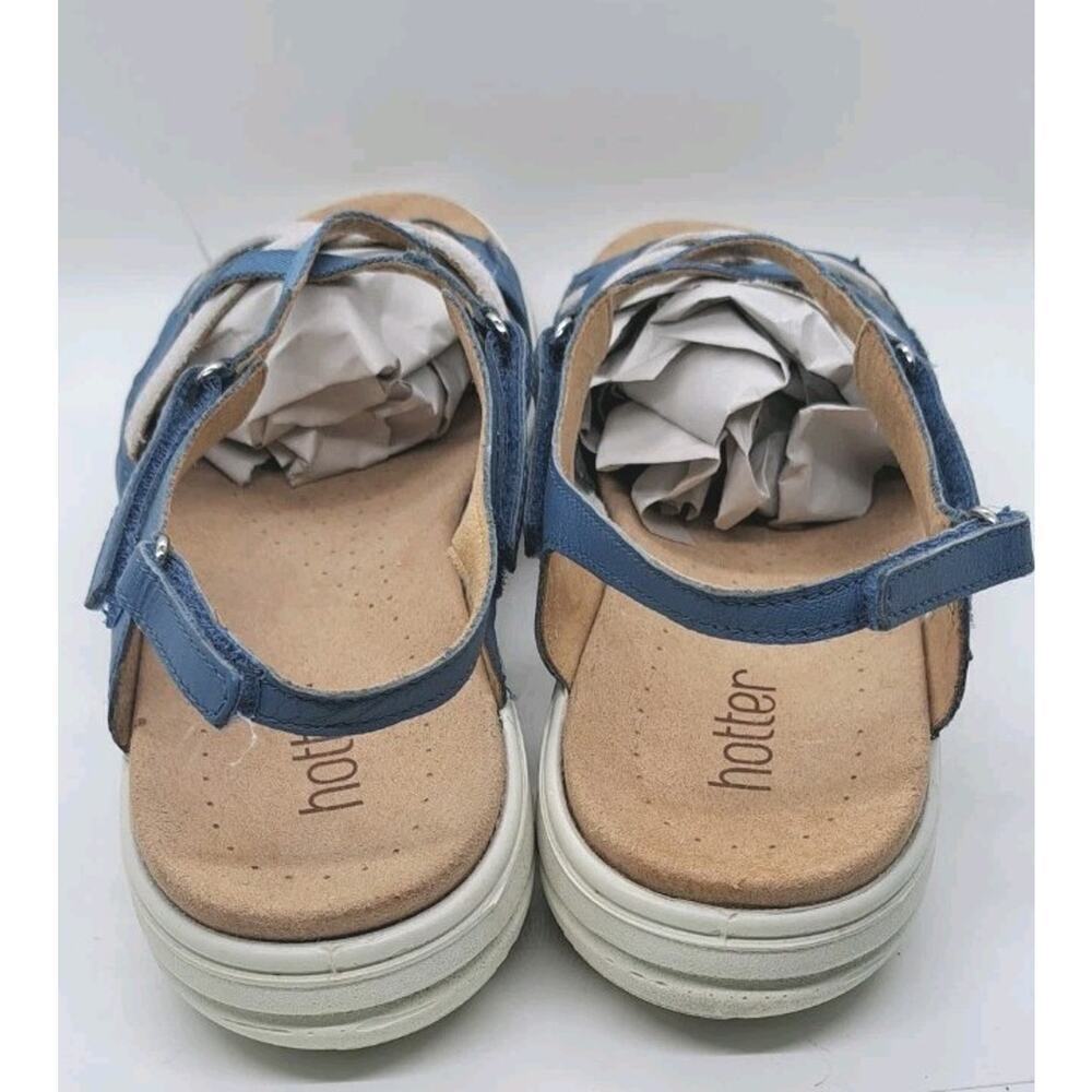 Hotter England Strappy Leather Maisie STD Slingback Sandals Womens 11 Blue Retro - Picture 6 of 9